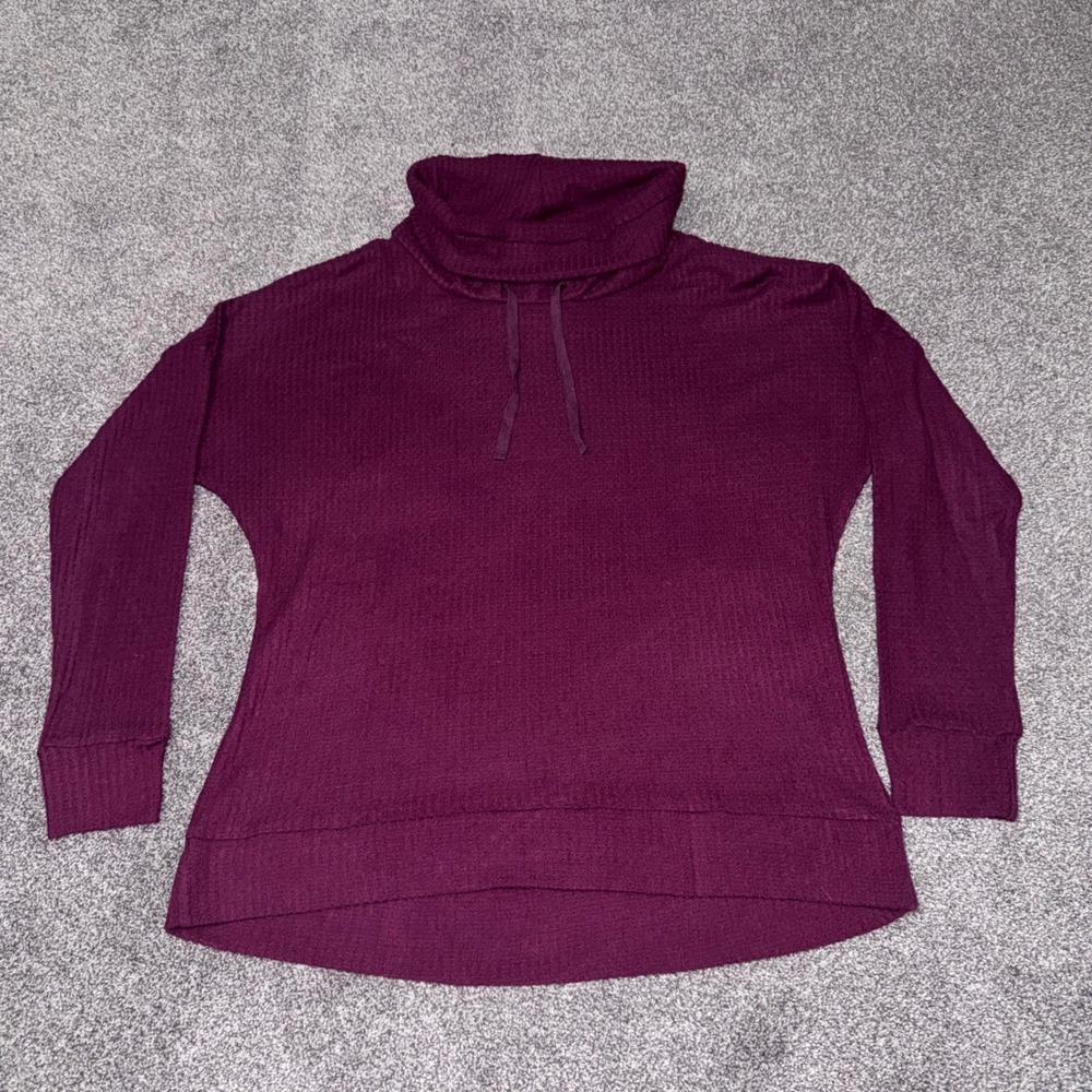 Fashion Nova Sport Women's Maroon Waffle-Knit Pullover Sweater Size Large